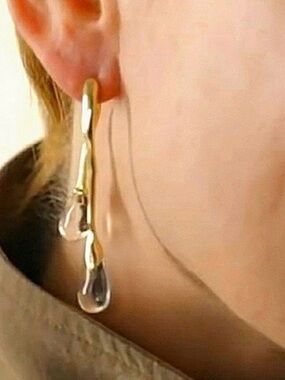 UNIQUE Lucite Gold Front Back Double Drop Earrings MY24 JN04